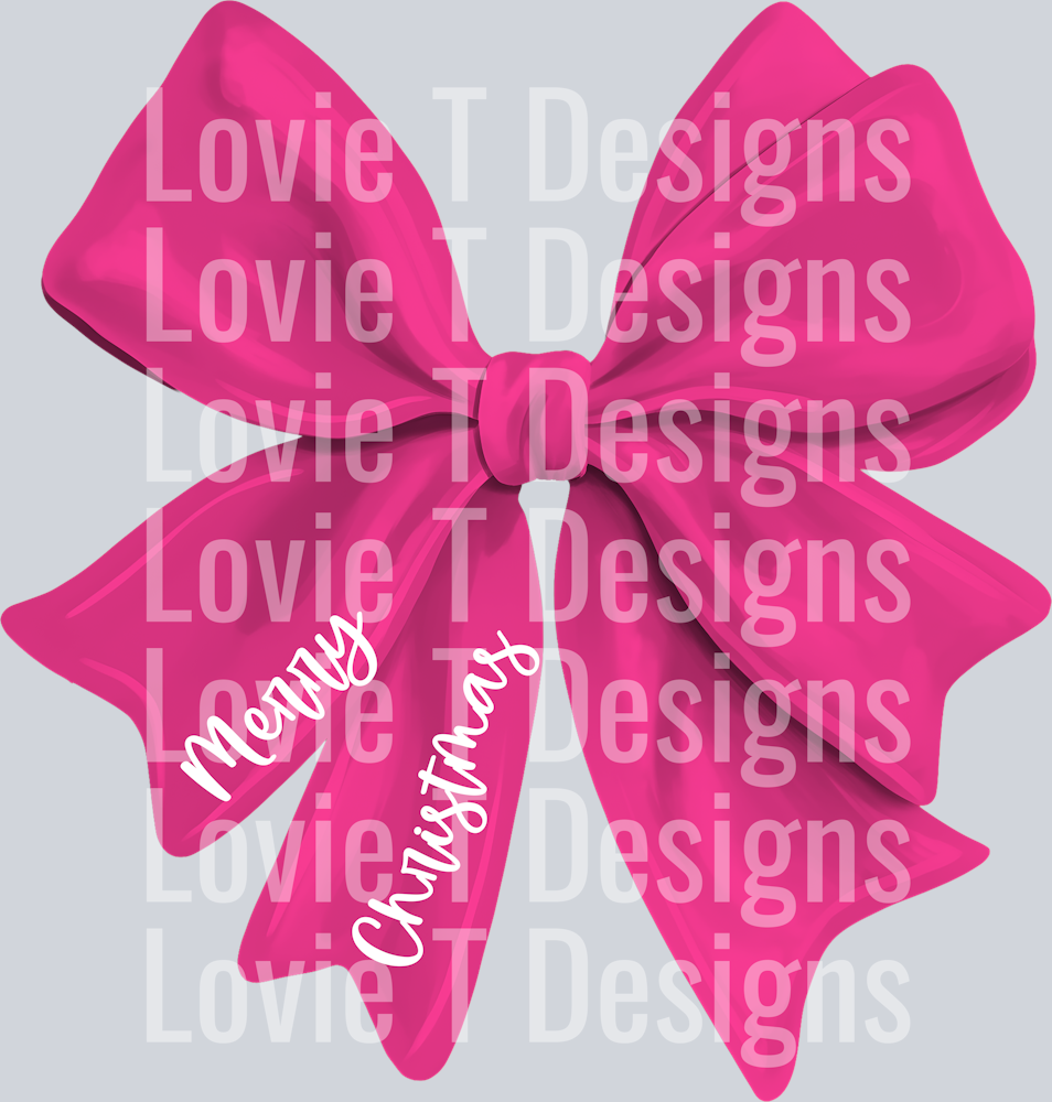 HOLIDAY BOW BRIGHT PINK MERRY CHRISTMAS