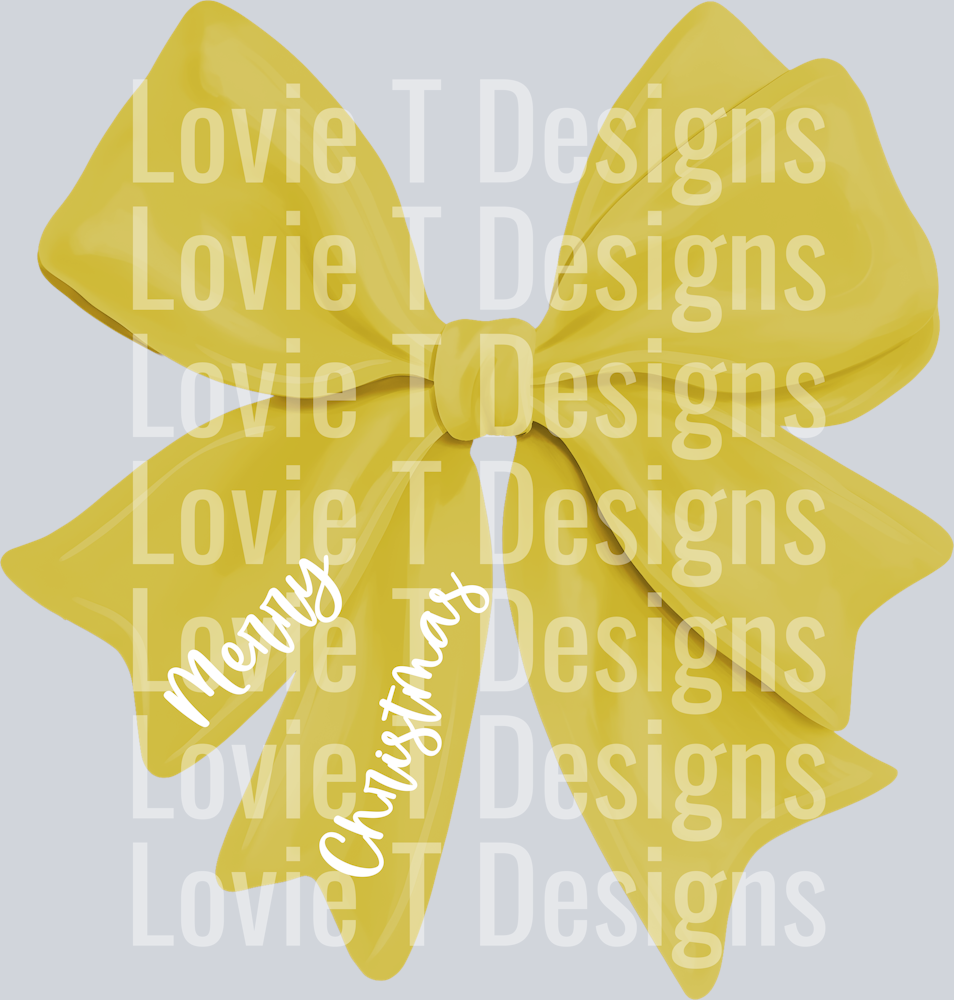 HOLIDAY BOW GOLD MERRY CHRISTMAS