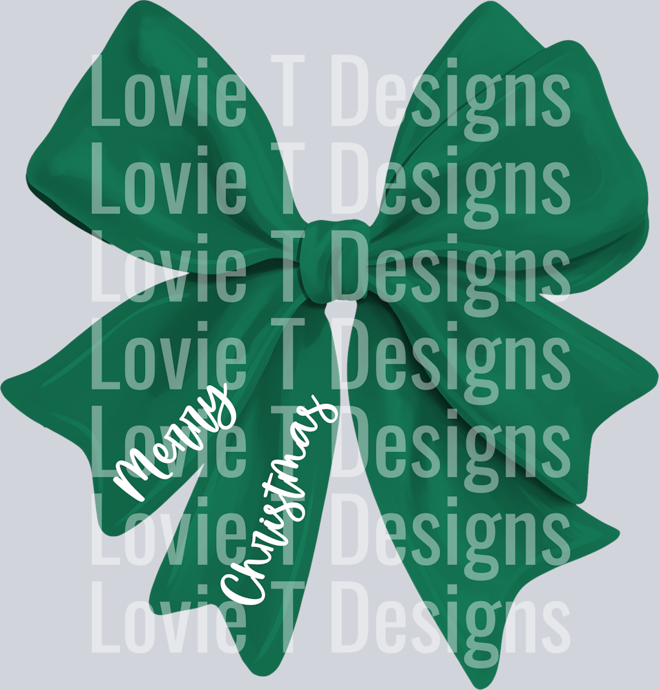 HOLIDAY BOW GREEN MERRY CHRISTMAS
