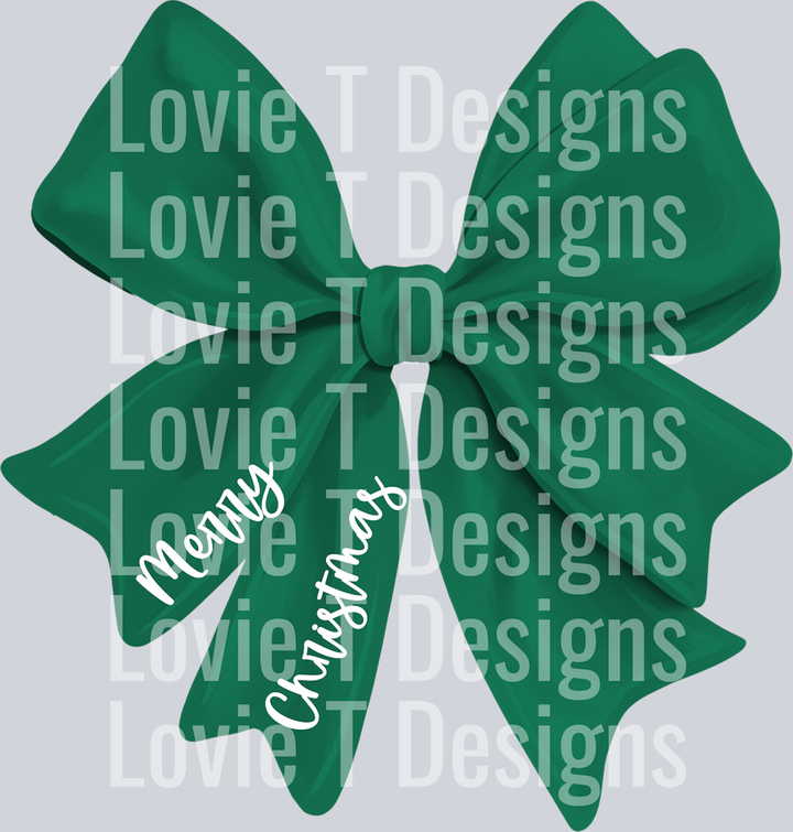 HOLIDAY BOW GREEN MERRY CHRISTMAS