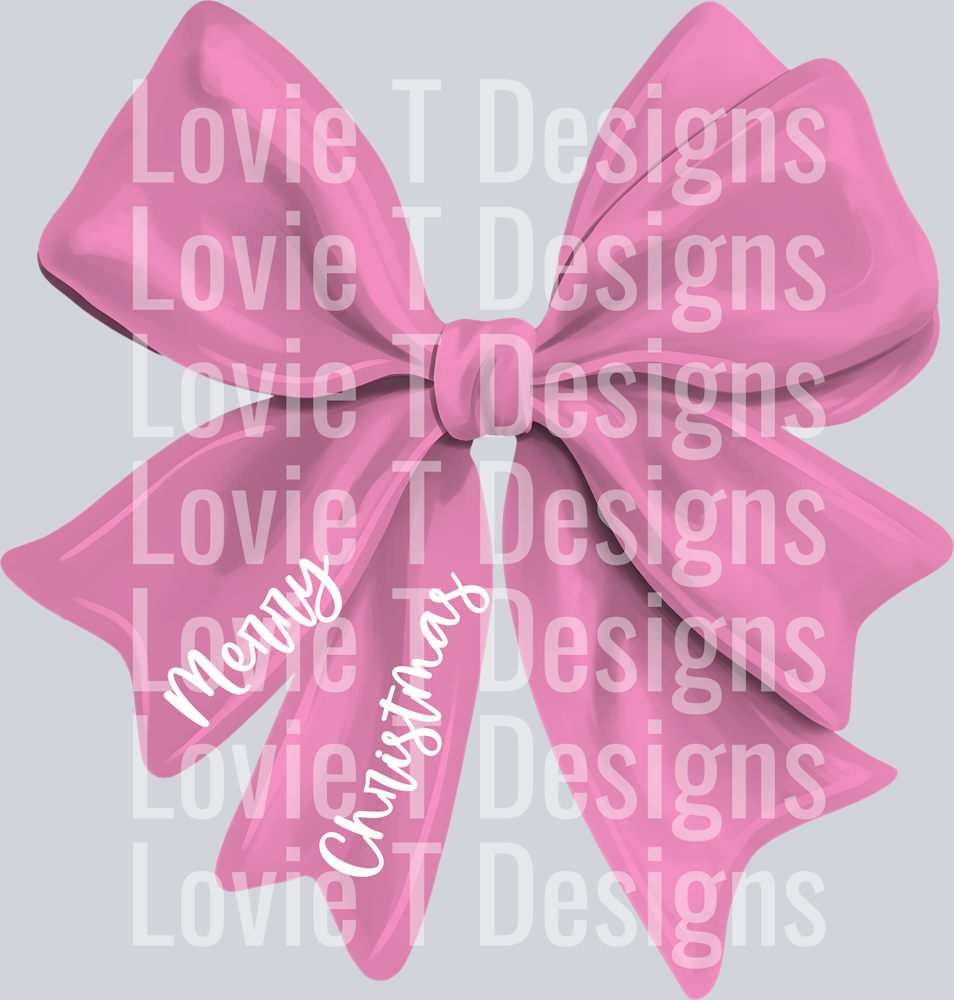 HOLIDAY BOW PASTEL PINK MERRY CHRISTMAS