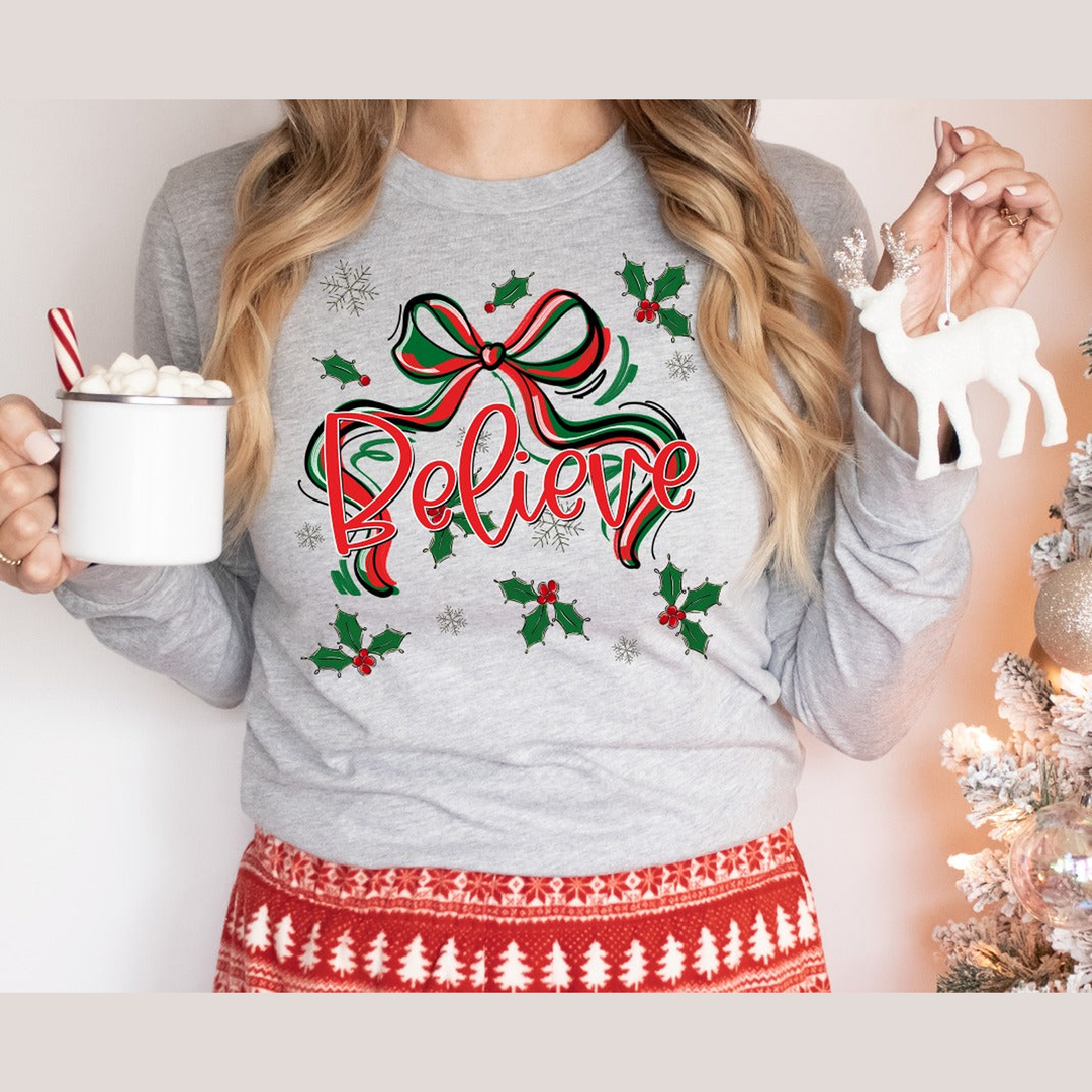Holly and Bow Believe – DTF Transfer – product image