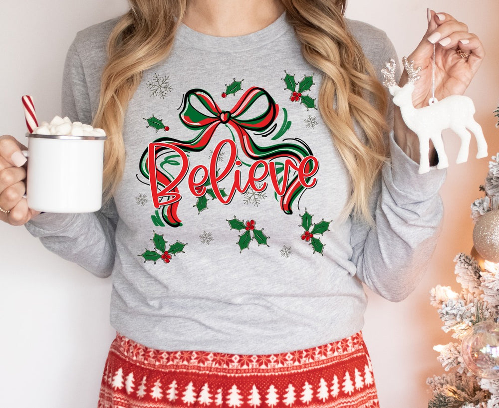 Holly and Bow Believe DTF transfer design – image 1
