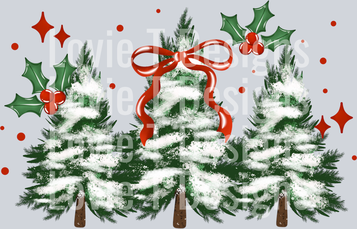 Holly_Trees_And_Red_Bow