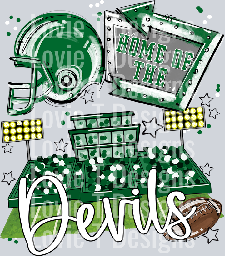 HOME OF THE FIELD KELLY GREEN DEVILS