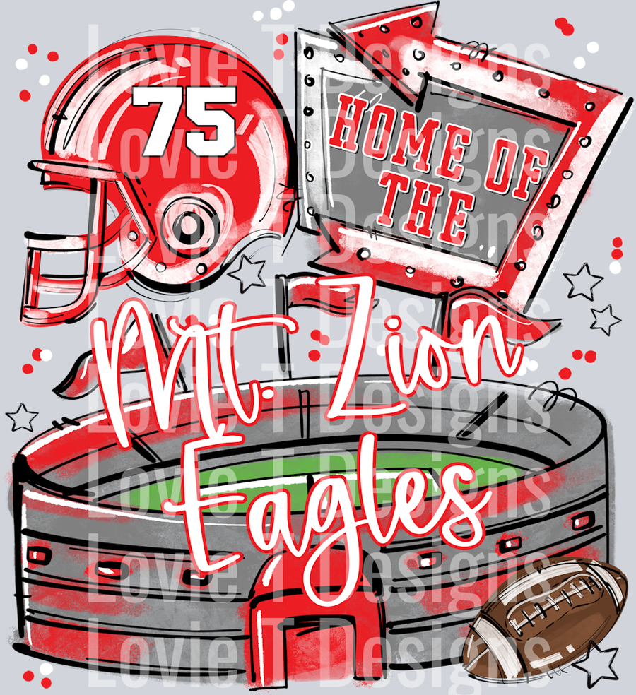 HOME OF THE STADIUMS MT. ZION EAGLES RED 75