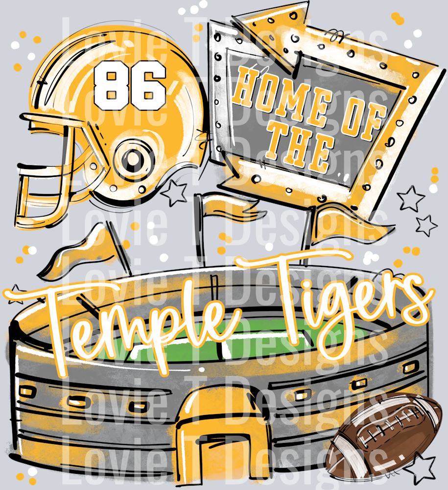 HOME OF THE STADIUMS TEMPLE TIGERS YELLOW 86