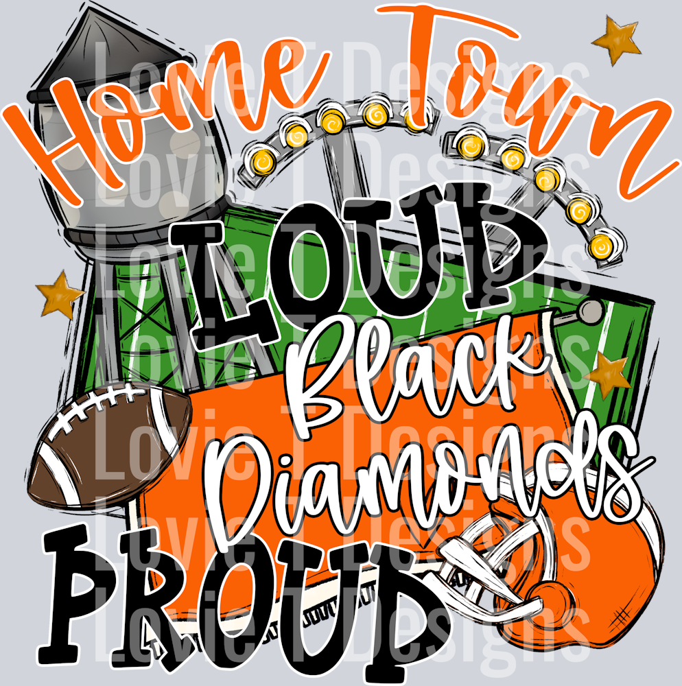 HOME TOWN AND PROUD ORANGE BLACK DIAMONDS