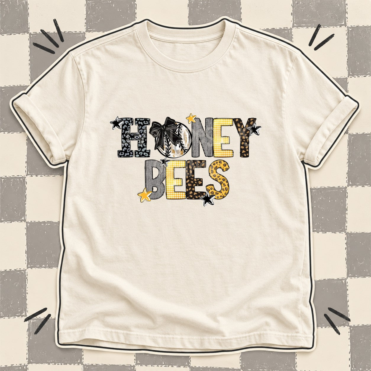 Mixed Doodle Baseball Mascots – Mascot Colors Honey Bees Black Yellow Gold design