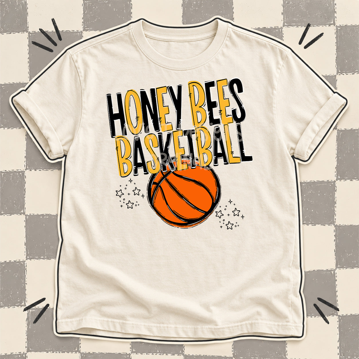 Team Go Basketball Mascots Honey Bees Black Yellow Gold design