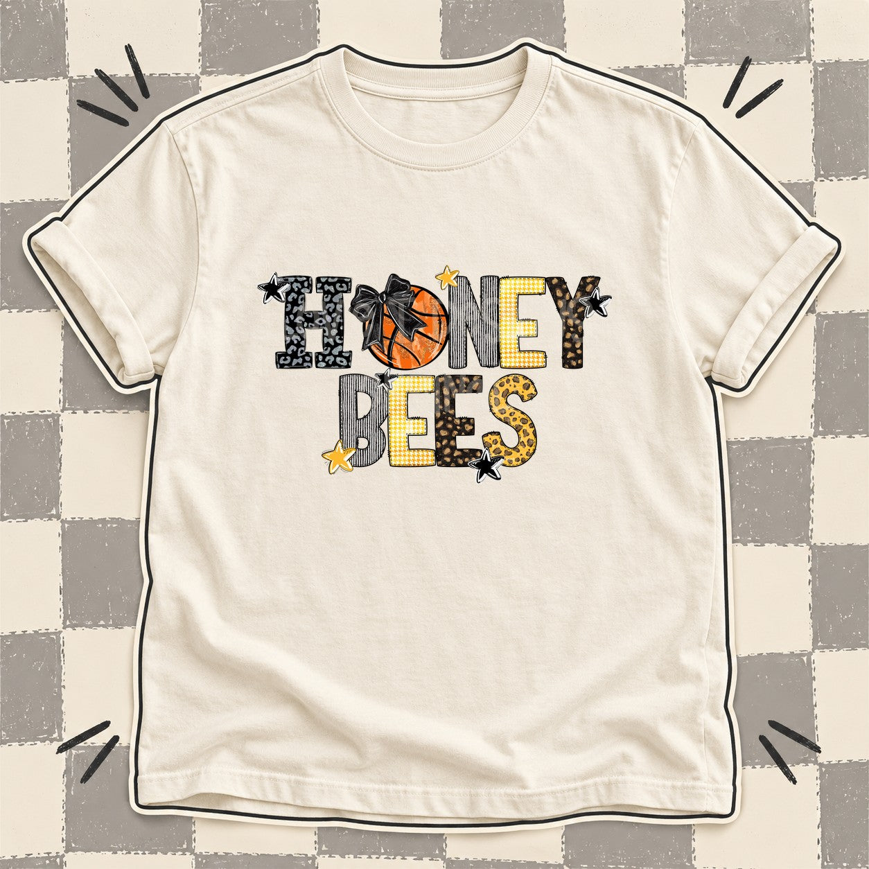 Mixed Doodle Basketball Mascots – Mascot Colors Honey Bees Black Yellow Gold design