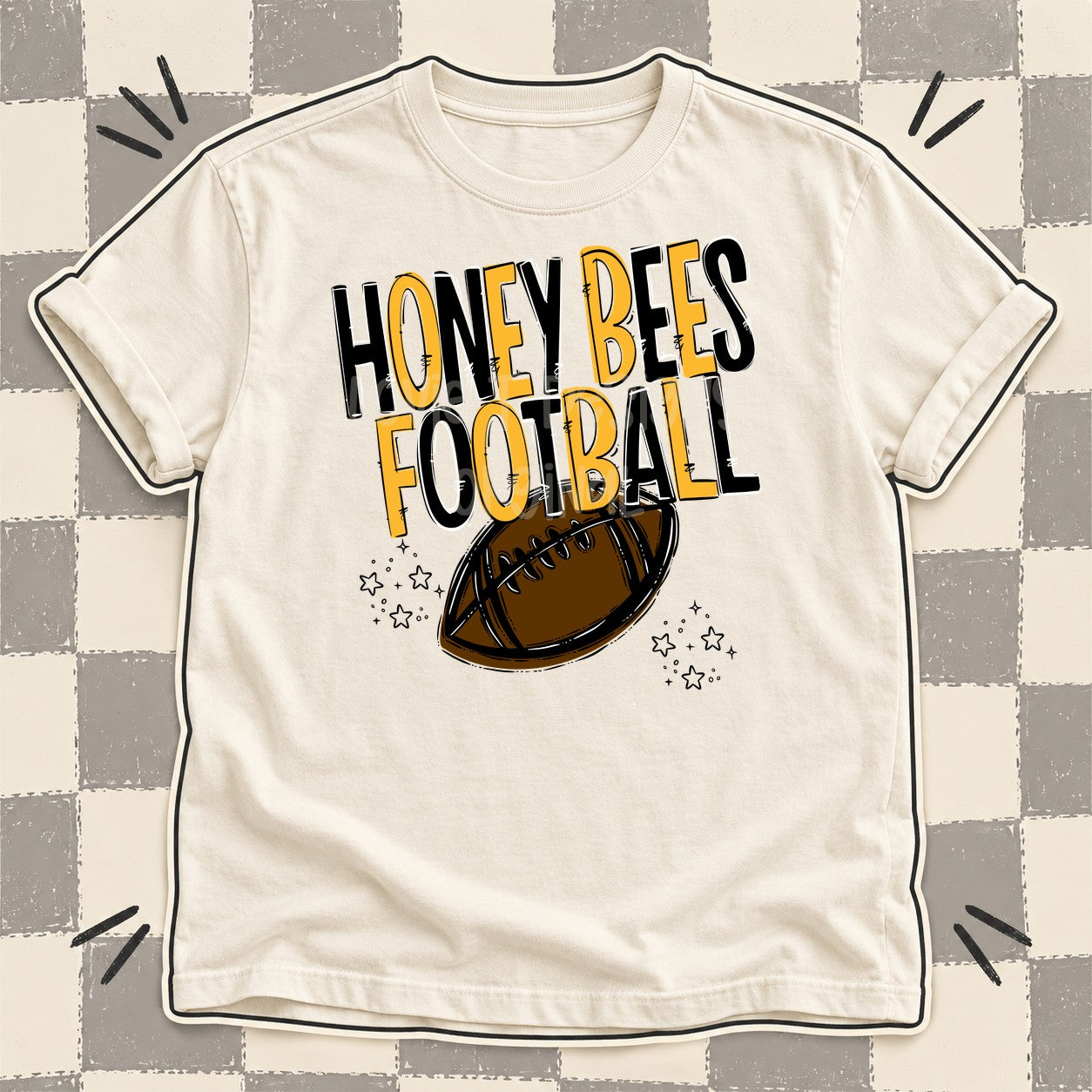 Team Go Football Mascots Honey Bees Black Yellow Gold design