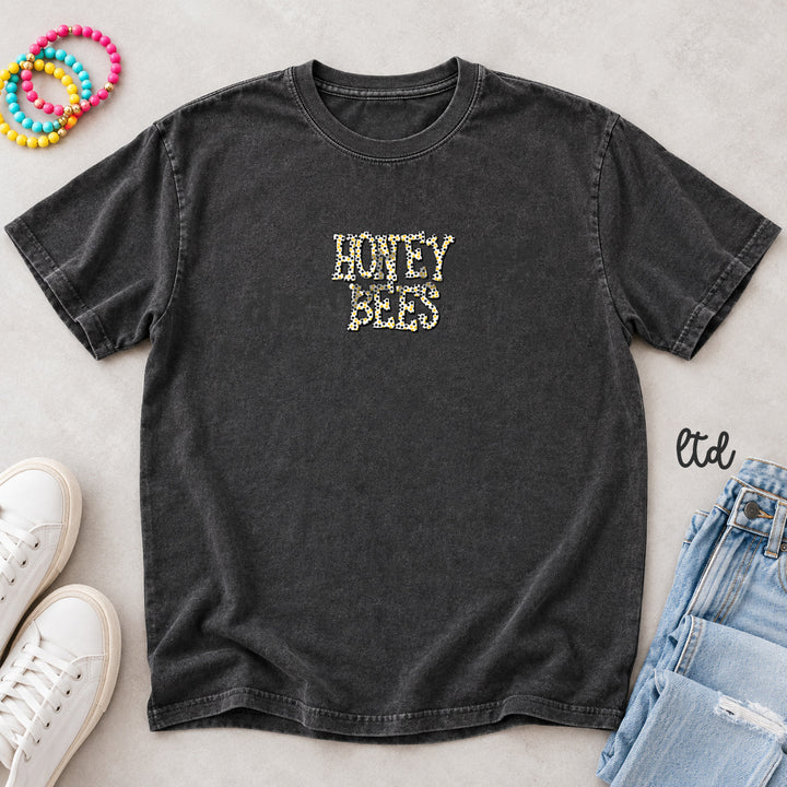 Honey Bees Black Yellow Gold Polka Dot Mascots DTF transfer mockup