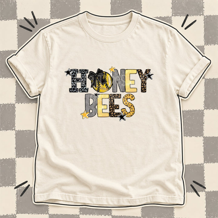 Honey Bees Black Yellow Gold Mixed Doodle Softball Mascots – Mascot Colors DTF transfer mockup