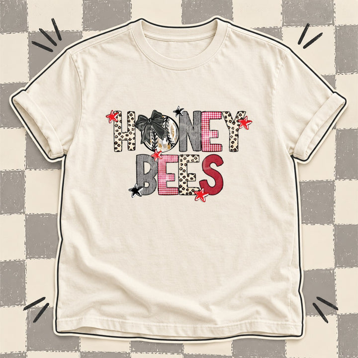 Honey Bees Mixed Doodle Baseball Mascots – Stitched Ballpark DTF transfer mockup