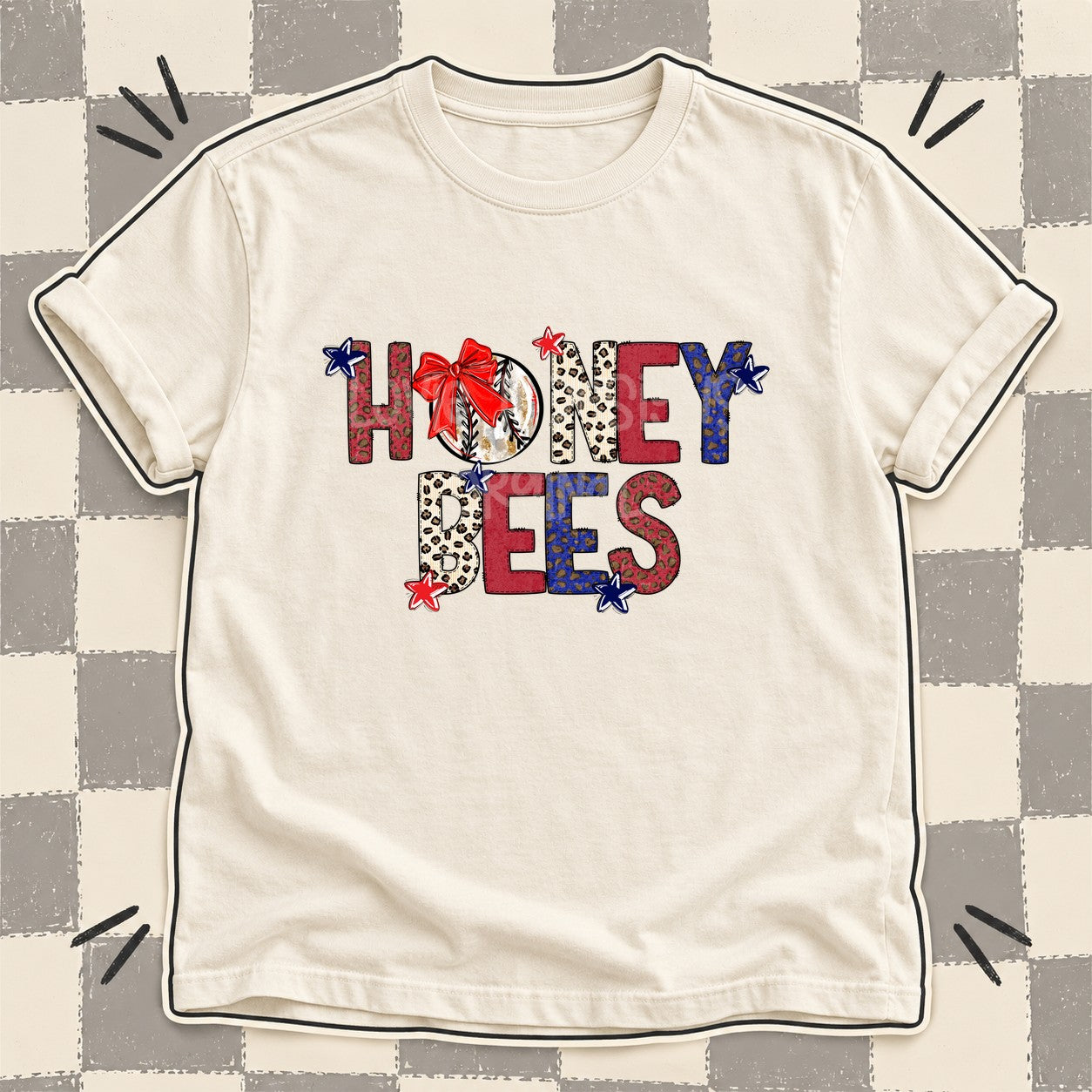 Mixed Doodle Baseball Mascots – Leopard Red Navy Honey Bees design