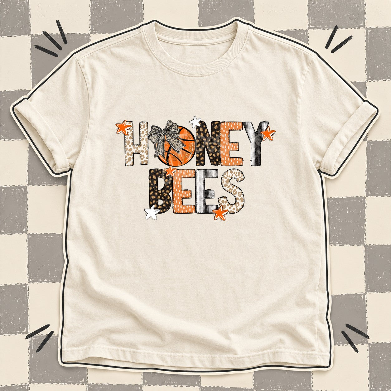 Mixed Doodle Basketball Mascots – Orange and Brown Honey Bees design