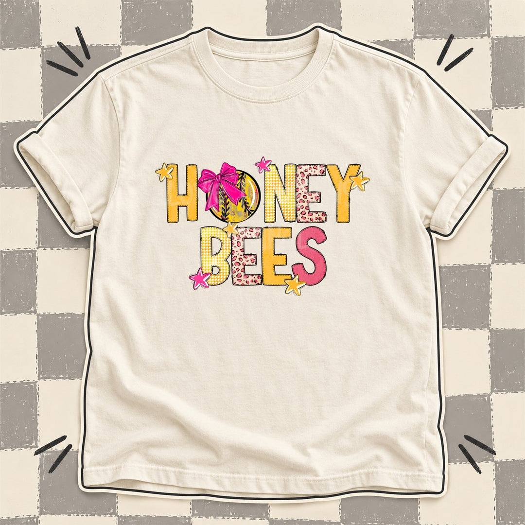 Honey Bees Mixed Doodle Softball Mascots – Stitched Softball DTF transfer mockup