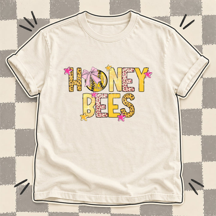 Honey Bees Mixed Doodle Softball Mascots – Sunshine Leopard DTF transfer mockup