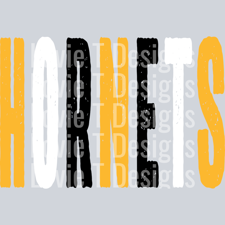 Hornets Grunge Mascot Oversized Yellow Gold Black and White – DTF Transfer – product image