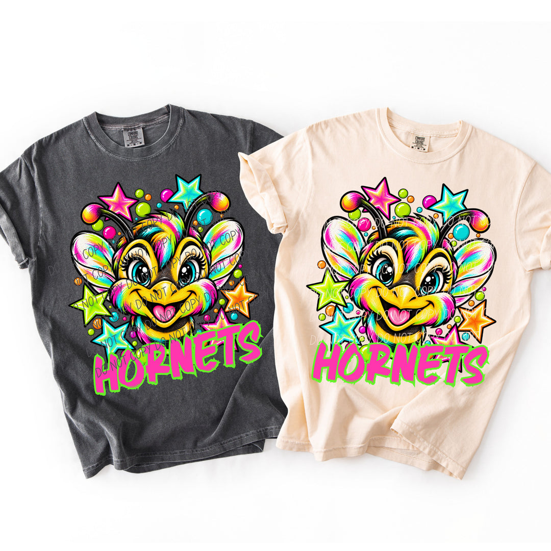 Hornets Neon Starstruck mascot DTF transfer