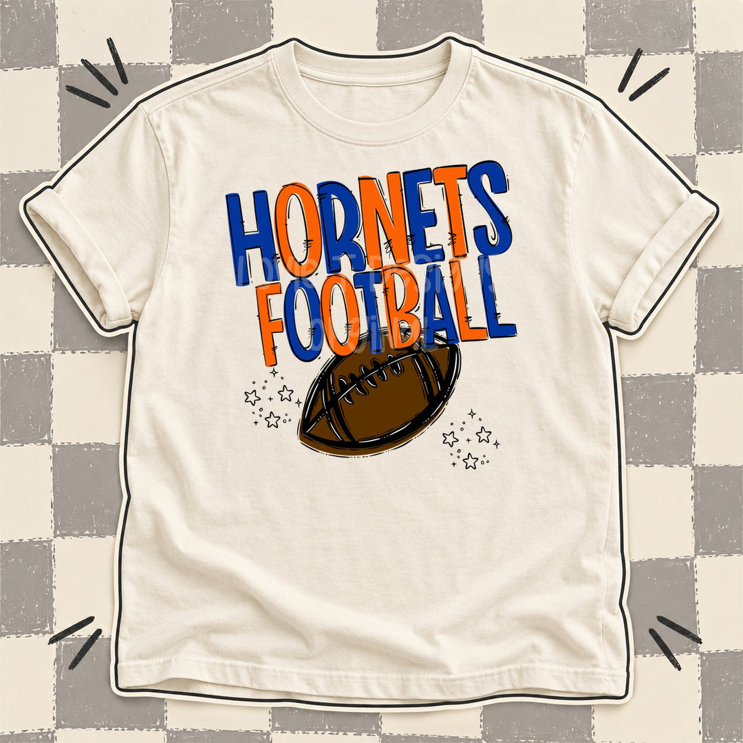 Hornets Royal Blue Orange Team Go Football Mascots DTF transfer mockup