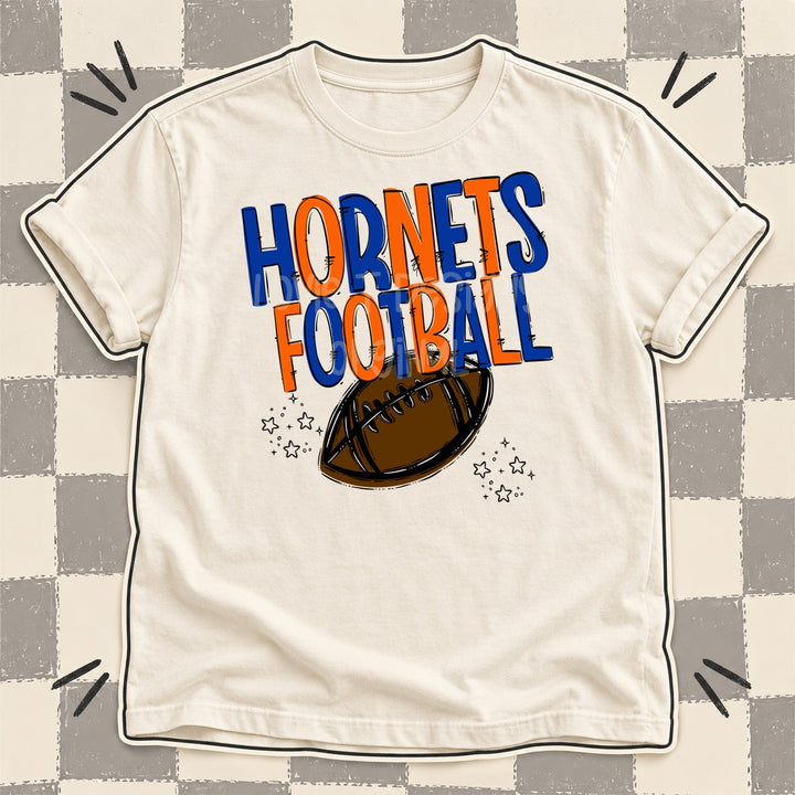 Hornets Royal Blue Orange Team Go Football Mascots DTF transfer mockup