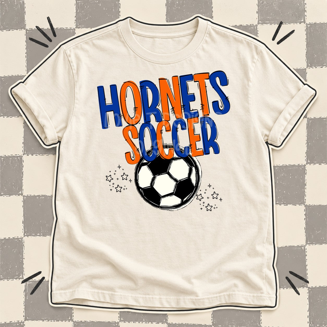 Team Go Soccer Mascots Hornets Royal Blue Orange design
