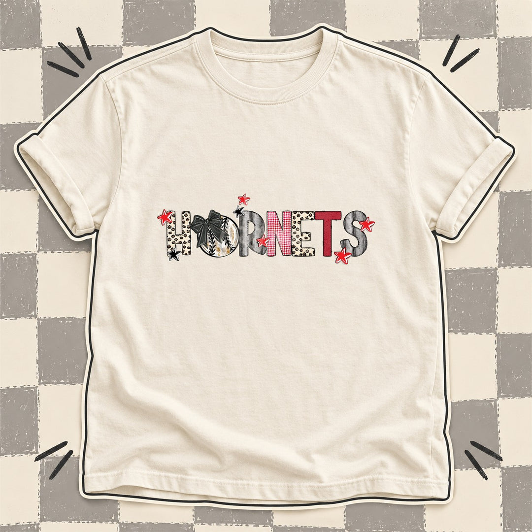 Hornets Mixed Doodle Baseball Mascots – Stitched Ballpark DTF transfer mockup