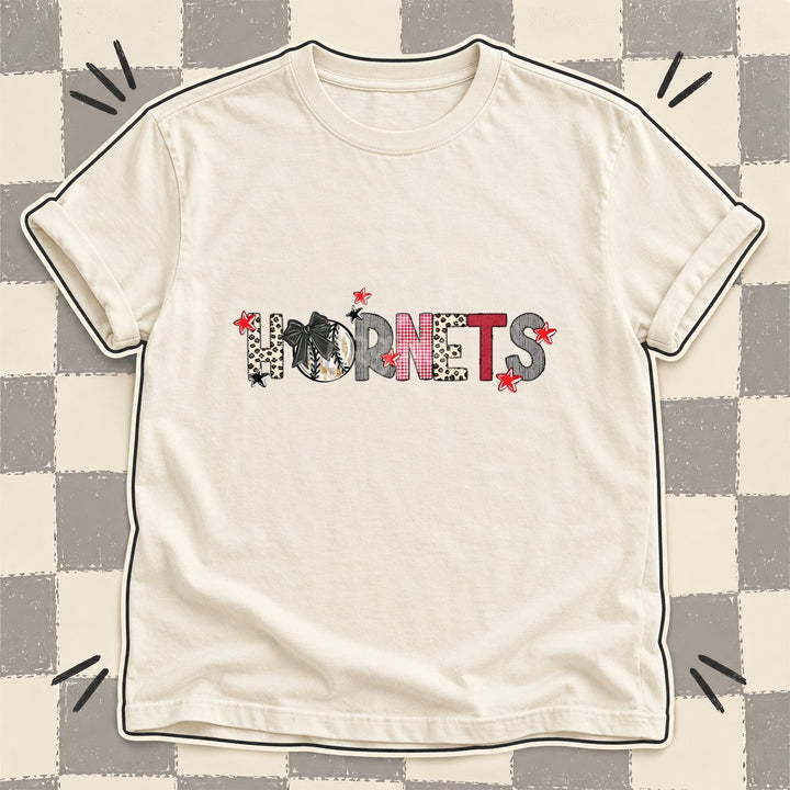 Hornets Mixed Doodle Baseball Mascots – Stitched Ballpark DTF transfer mockup