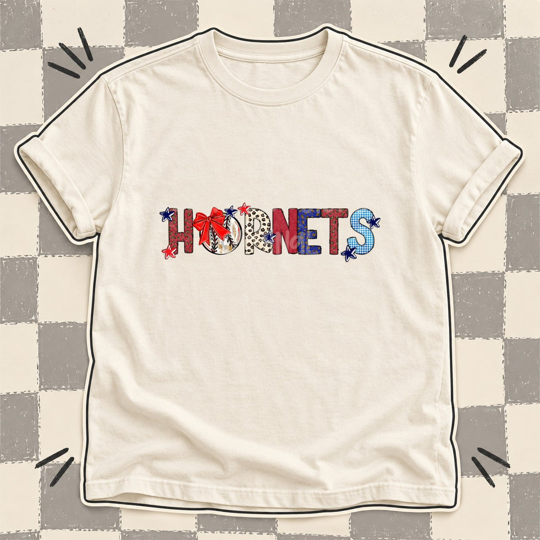 Hornets Mixed Doodle Baseball Mascots – Leopard Red Navy DTF transfer mockup