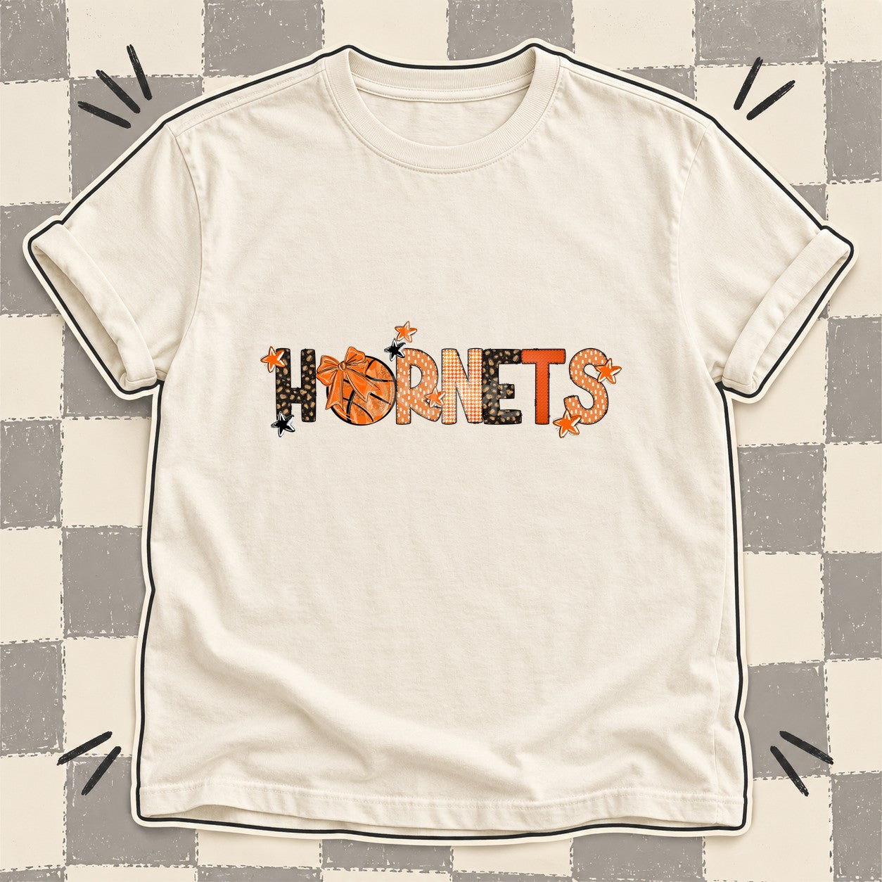 Mixed Doodle Basketball Mascots – Leopard Court Hornets design