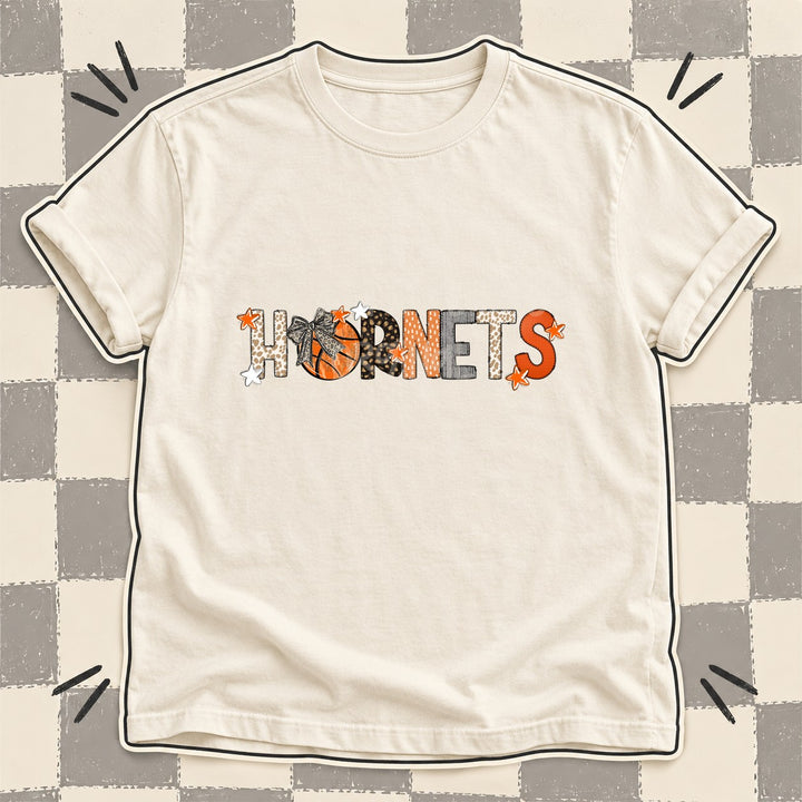 Hornets Mixed Doodle Basketball Mascots – Orange and Brown DTF transfer mockup