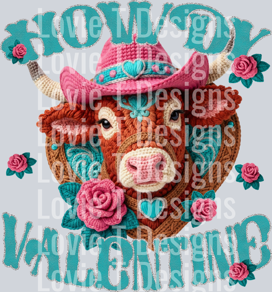 HOWDY VALENTINE CROCHET COW