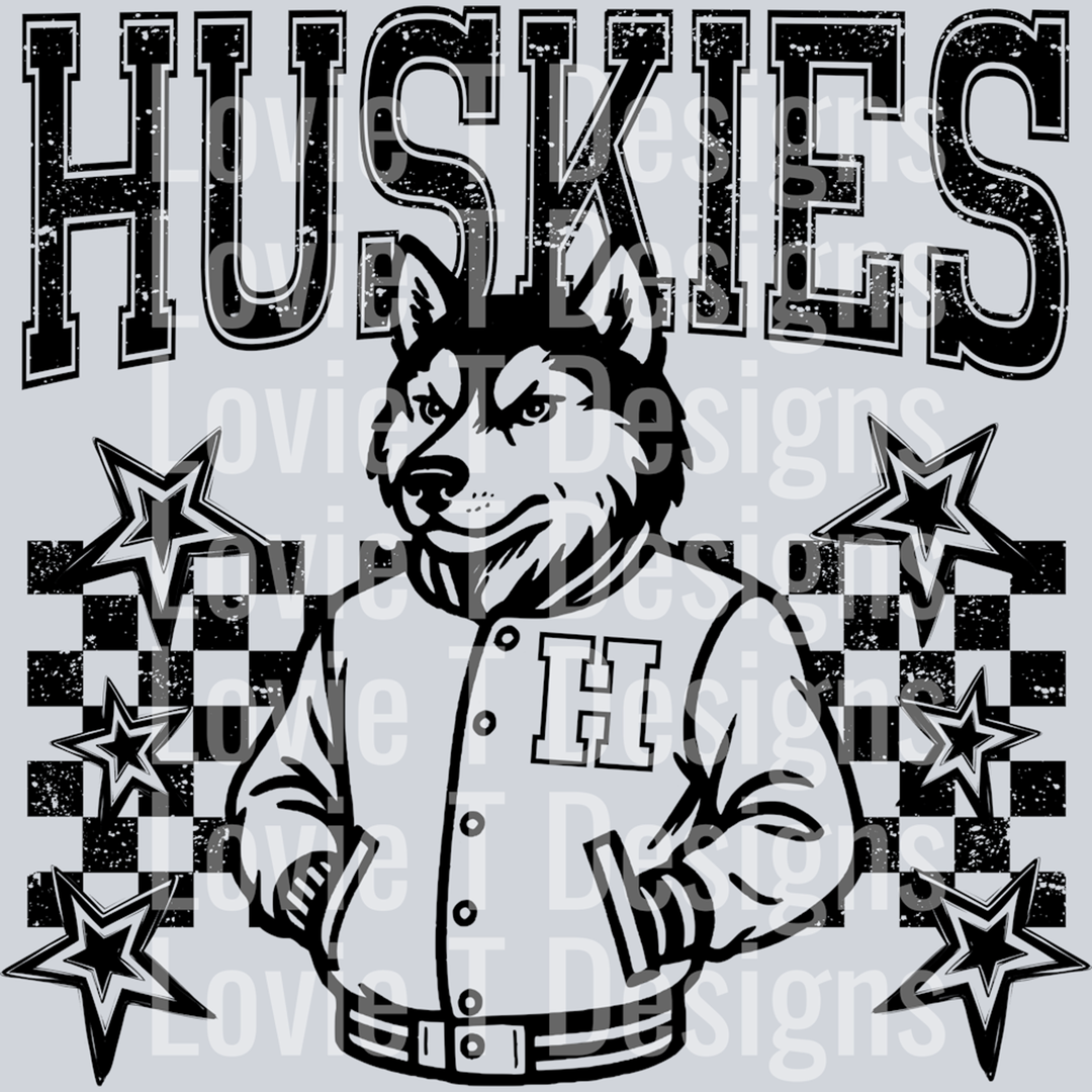 Huskies Checkered and Stars – DTF Transfer – product image