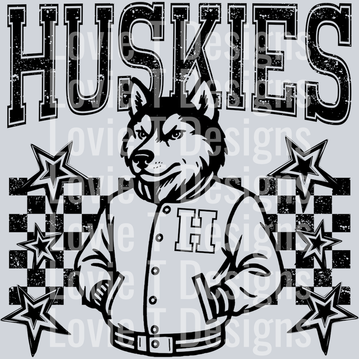 Huskies Checkered and Stars – DTF Transfer – product image