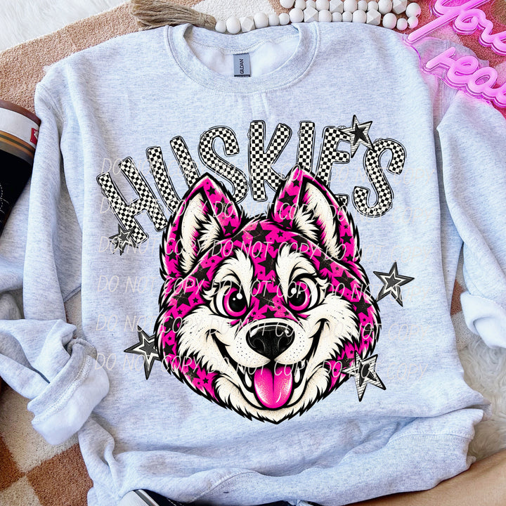 Huskies All Star mascot DTF transfer