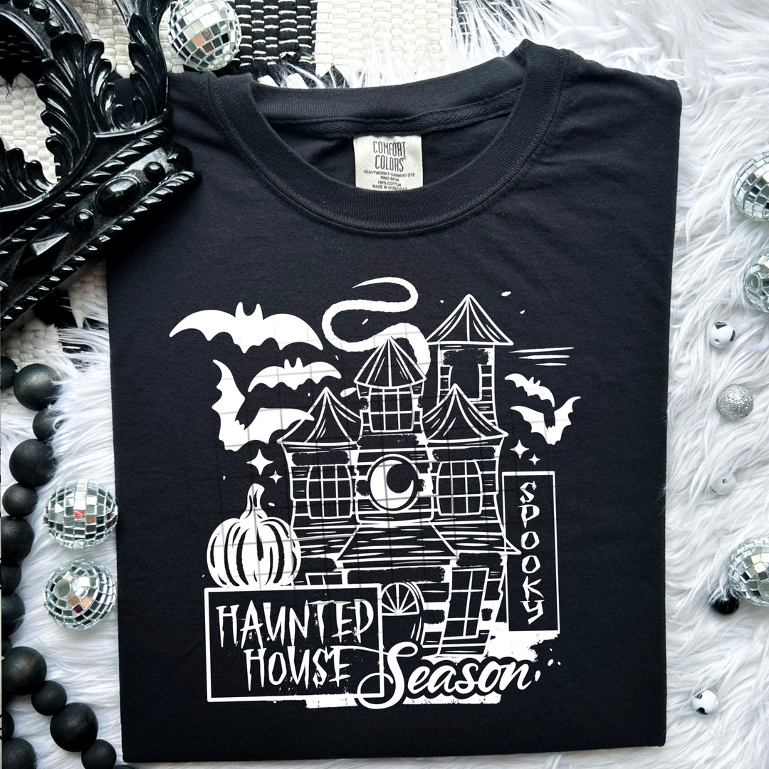 Haunted House Season Single Color White DTF transfer design – image 1