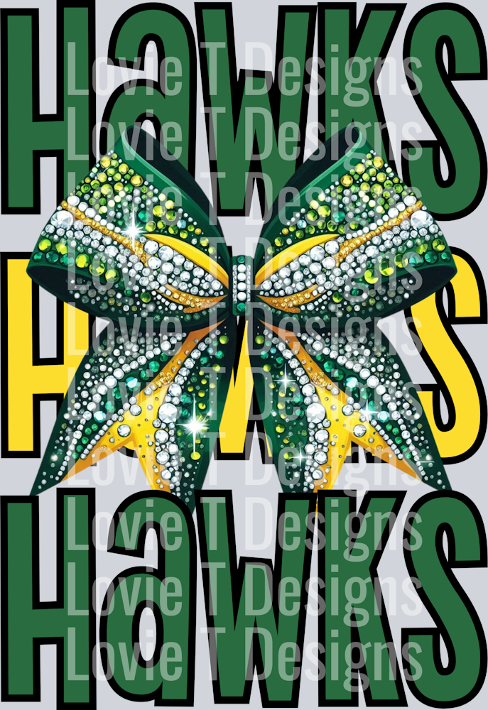 Hawks Green and Yellow Cheer with Bow