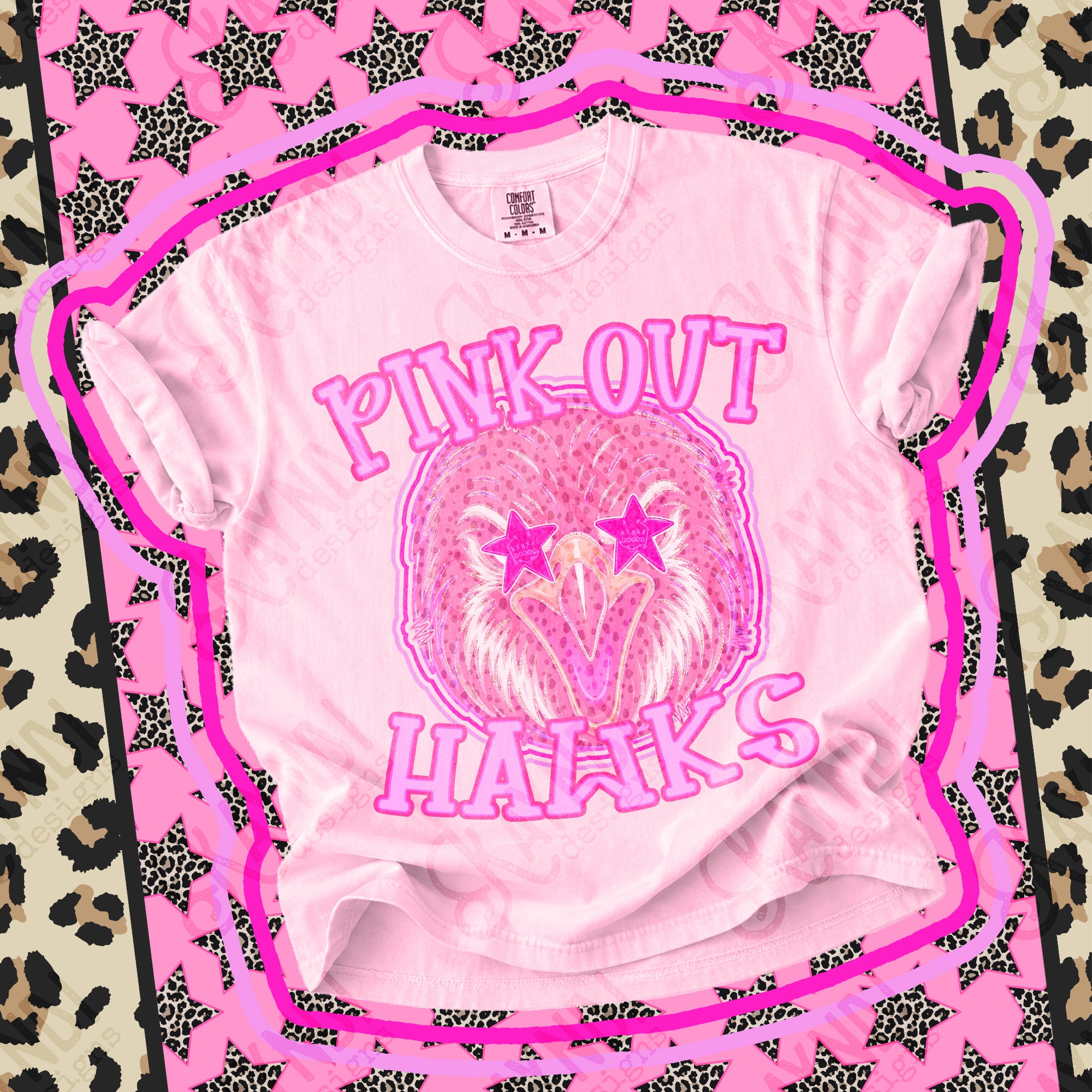 Pink Out Mascots Hawks mockup