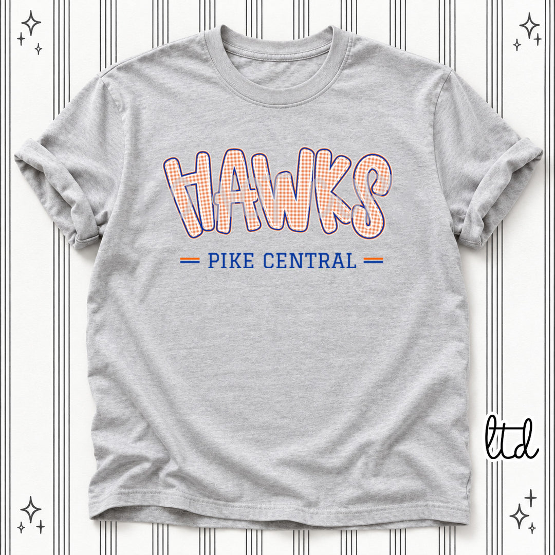 Hawks Pike Central Royal Orange Gingham School Spirit DTF transfer