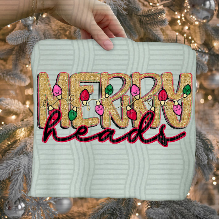 Heads Merry Lights Mascots DTF transfer