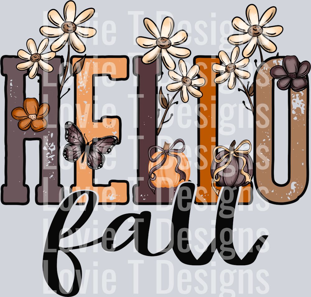 Hello fall doodle florals
