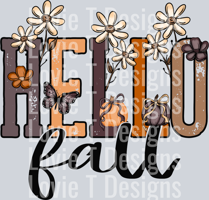 Hello fall doodle florals