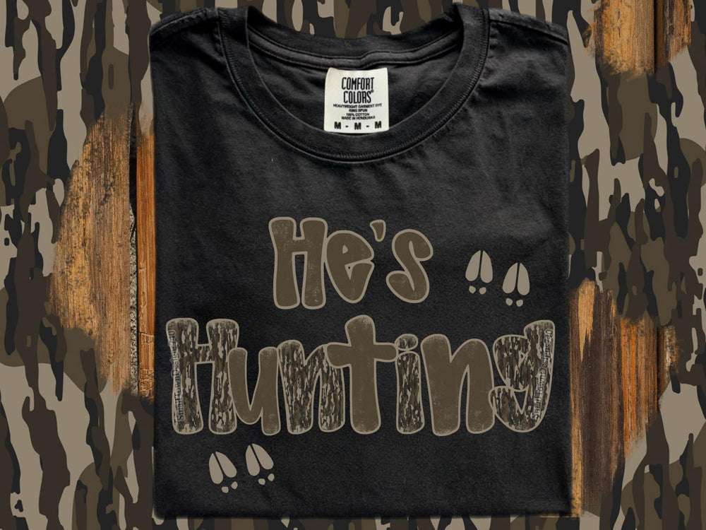 He's Hunting Camo and Deer Tracks DTF transfer design – image 1