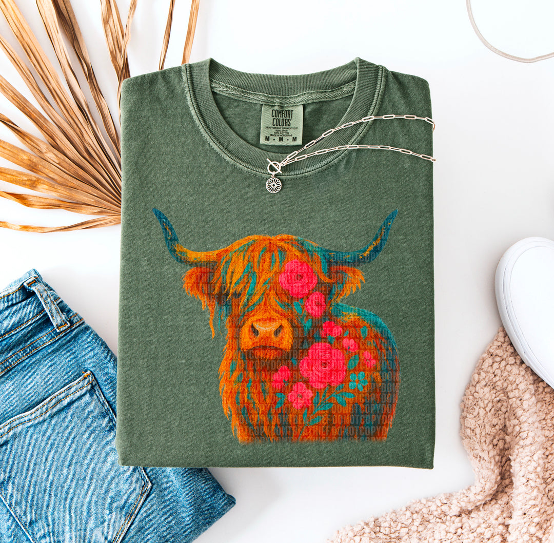 HIGHLAND COW FLORAL