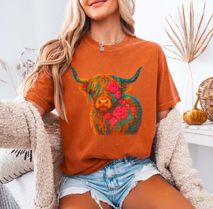 HIGHLAND COW FLORAL