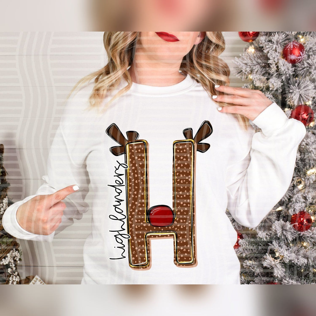 Highlanders Deer Antler Initial Mascots DTF transfer