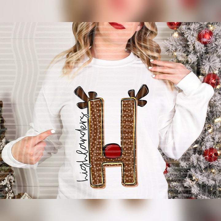 Highlanders Deer Antler Initial Mascots DTF transfer