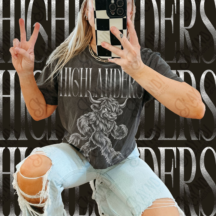 Halftone Mascots Highlanders DTF transfer mockup